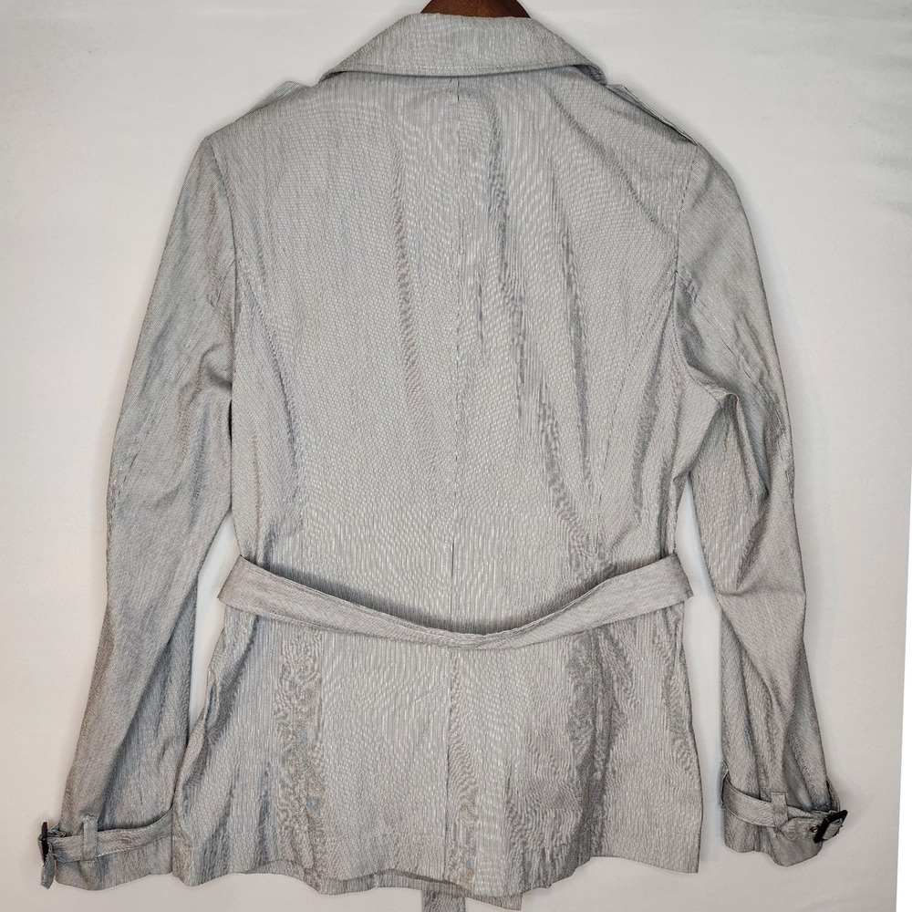 Tracy Evans‎ Limited Pea Coat Jacket Double breasted Black/White Stripe Large - Picture 2 of 7
